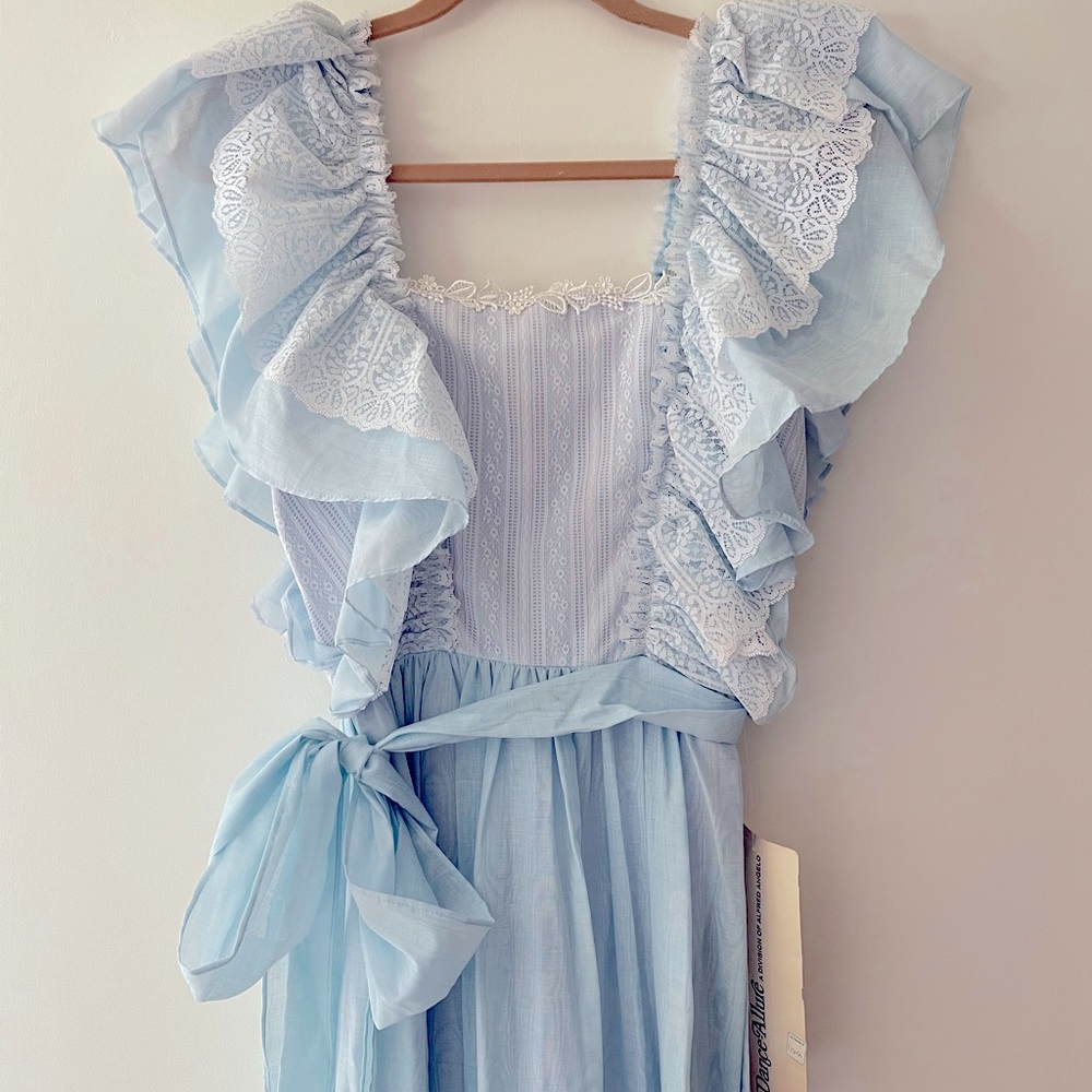 Vintage Dance Allure by Alfredo Angelo robins egg blue lace ruffle sleeve dress